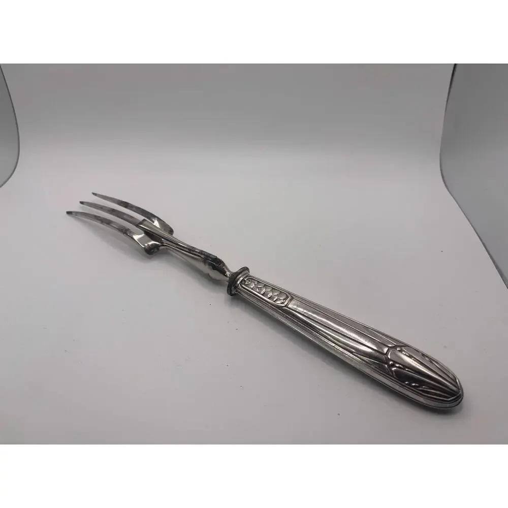 ANTIQUE FRENCH SILVER ROAST CARVING SET Charles Murat CATTAILS BOX .950